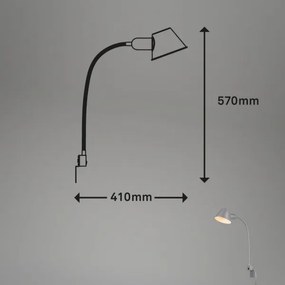 Briloner 2079-014 - Nástenná flexibilná lampa 1xE27/10W/230V strieborná