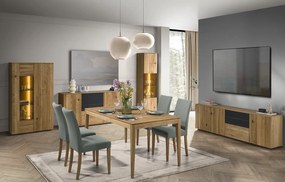 TV stolek Minura 25 195 cm z masivu dub přírodní/grafit