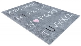 Dywany Łuszczów Detský kusový koberec Junior 52106.801 Alphabet grey - 80x150 cm