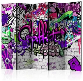 Paraván - Purple Graffiti [Room Dividers] Veľkosť: 225x172, Verzia: Obojstranný