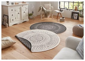 Čierno-krémový vonkajší koberec NORTHRUGS Porto, ⌀ 140 cm