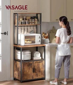 Kuchyňský regál Vasagle Nori 60 cm se zásuvkou černý/hnědý