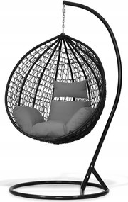 BestBerg BBHC-40BK závesné kreslo / ratan / čierna/sivá