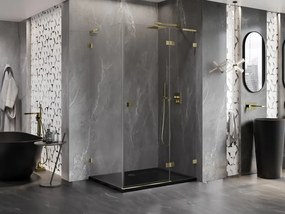 Mexen Lunar L, 1-krídlový sprchový kút, pravý, 100 x 90 cm, 8mm číre sklo, zlatý lesklý profil, 834L-100-090-50-00-P