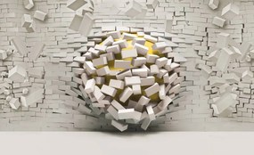 Fototapeta - 3D múr s loptou (254x184 cm)