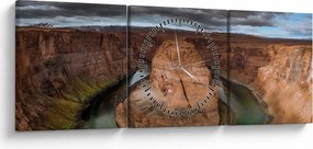 Obraz jazera v útese (s hodinami) (90x30 cm)