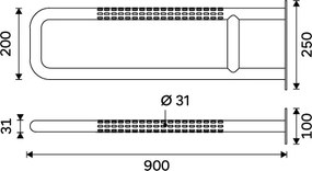 Nimco Pevné podperné madlo 900 mm - BMU 9090-10