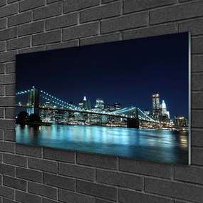 Skleneny obraz Most mesto architektúra noc 120x60 cm