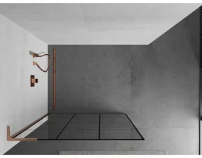 Mexen Kioto L, sprchová zástena Walk-In 120 x 200 cm, 8mm číre sklo čierny vzor, medený matný profil, 800-120-103-65-77