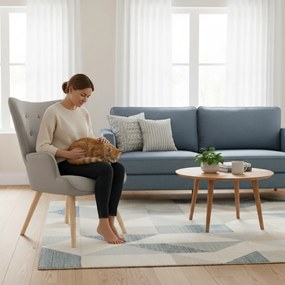 Kreslo ušiak LUGO — masív, látka, prírodná / sivá