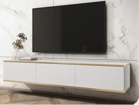 Závesná TV skrinka Orfeo, 175 cm, biela/zlatá%