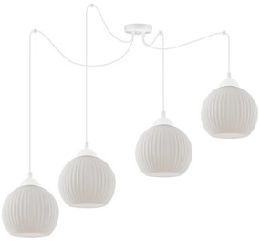 Závesné svietidlo Riffle Round Spider, 4x biele sklenené tienidlo, w