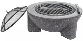 Prenosné ohnisko s roštom 79,5x38 cm, čierna/tmavá žula