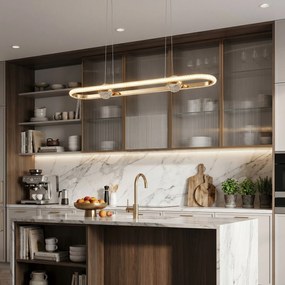 Toolight Toolight, LED závesné svietidlo 98cm, 120W, 4000K, 5000lm, G159-CP, zlatá lesklá, OSW-06411