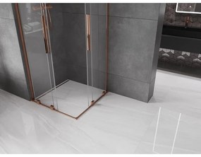 Mexen Velar L Duo, sprchový kút s posuvnými dverami 90 x 90 cm, 8mm číre sklo, ružové zlato, 871-090-090-02-03-60