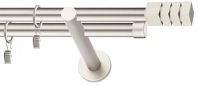 Dekorstudio Chrómová matná dvojradová garniža NORDIC 19mm Dĺžka: 420cm, Typ uchytenia: Držiak dvojitý otvorený, Typ príslušenstva: Krúžky tiché so štipcami