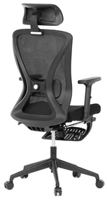 Ergonomická kancelárska stolička ZANE s podnožkou — sieťovina/látka, čierna