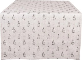 Béžový behúň na stôl s králikom Bunny Buddies - 50*140 cm