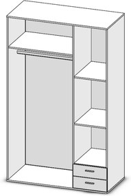 Sconto Šatníková skriňa SEBA 3 biela