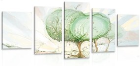 5-dielny obraz stromy na pastelovom poli - 100x50