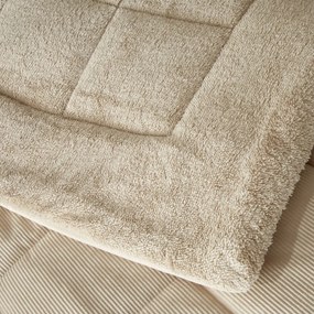 Krémovobiela prešívaná prikrývka z mikroplyšu na dvojlôžko 200x220 cm Cosy Cord - Catherine Lansfield