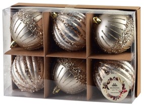 Sada vánočních baněk Santa Lila 6 ks champagne