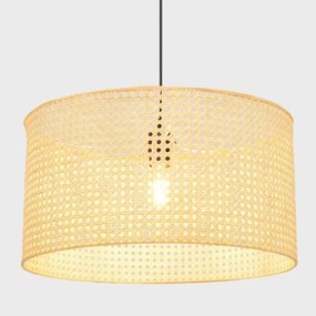 Luster na lanku ALBA 1xE27/15W/230V pr. 45 cm ratan/čierna