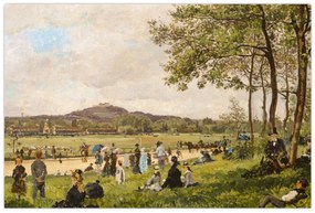 Obraz - French 19th Century, Race Course at Longchamps, reprodukcia (90x60 cm)