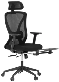 Ergonomická kancelárska stolička ZANE s podnožkou — sieťovina/látka, čierna