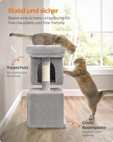 Feandrea malý strom pre mačky, 67 cm vysoký škrabadlo v svetlosivej farbe