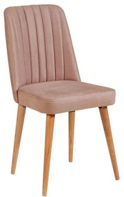 Svetloružová zamatová jedálenská stolička Stormi Sandalye – Kalune Design