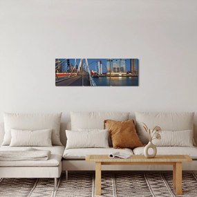 Obraz - Súmrak v Rotterdame, Holandsko (s hodinami) (90x30 cm)