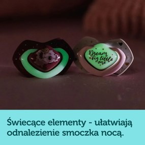 Svietiaci silikónový cumlík 18 m+, sada 2ks BOY