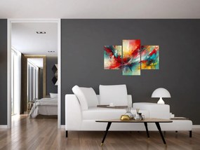 Obraz – Abstrakcia s červenou (90x60 cm)