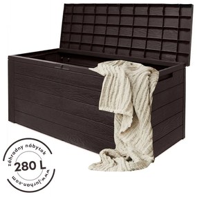Woodebox Odkladací box so sklápateľným vrchnákom hnedý 280L - 120x46x57cm, Prosperplast