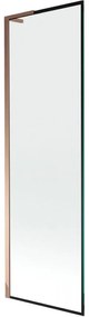 Mexen Next L, 1-krídlová vaňová zástena 60 x 150 cm, 6mm číre sklo-čierny vzor, ružové zlato profil, 895-060-000-03-70-60