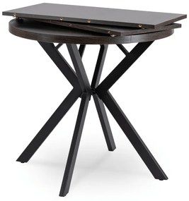 JAKS Okrúhly rozkladací stôl 80 - 160 cm čierny Dorian