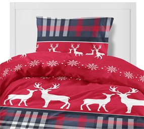 Moderné vianočné posteľné obliečky červené so sobom