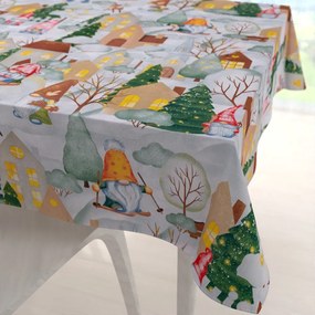 Biante Vianočný bavlnený štvorcový obrus Sandra SA-405 Dedinka škriatkov 140x140 cm