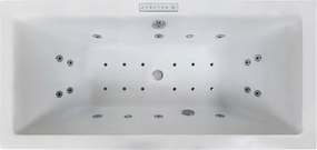 Malá obdĺžniková nástenná 2-miestna vaňa s hydromasážou 170 x 75 cm