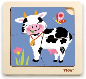 Viga puzzle 4 dílky kráva
