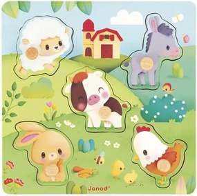 Janod Drevené vkladacie puzzle s úchytom Zvieratká