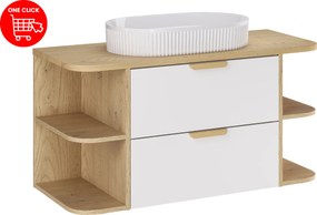 Comad Kúpeľňová skrinka s doskovými umývadlami set Aster White 100 biela/dub cremona