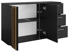 Komoda TOLIS 2D3S, čierna