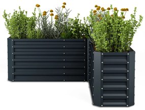 High Grow vyvýšený záhon, tvar L, odolný voči poveternostným vplyvom, odolný voči korózii, robustný, 742 L
