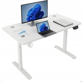 Elektrický výškovo nastaviteľný stôl 72 - 117 cm - biely Šírka: 60 cm | Dĺžka: 140 cm