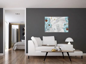 Obraz - 3D modré kvety (90x60 cm)