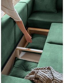 Zelená menčestrová rozkladacia rohová pohovka (pravý roh) Lazy Lukka – Miuform