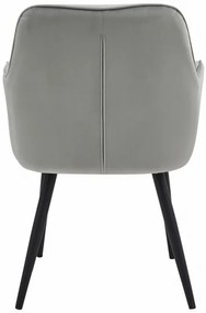 Set dvoch jedálenských stoličiek JORK zamatové, strieborné / sivé (čierne nohy) 2 ks