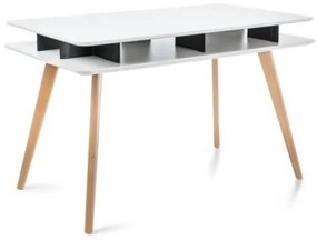 Písací stôl Signal ROTELLO biela/čierna/buk